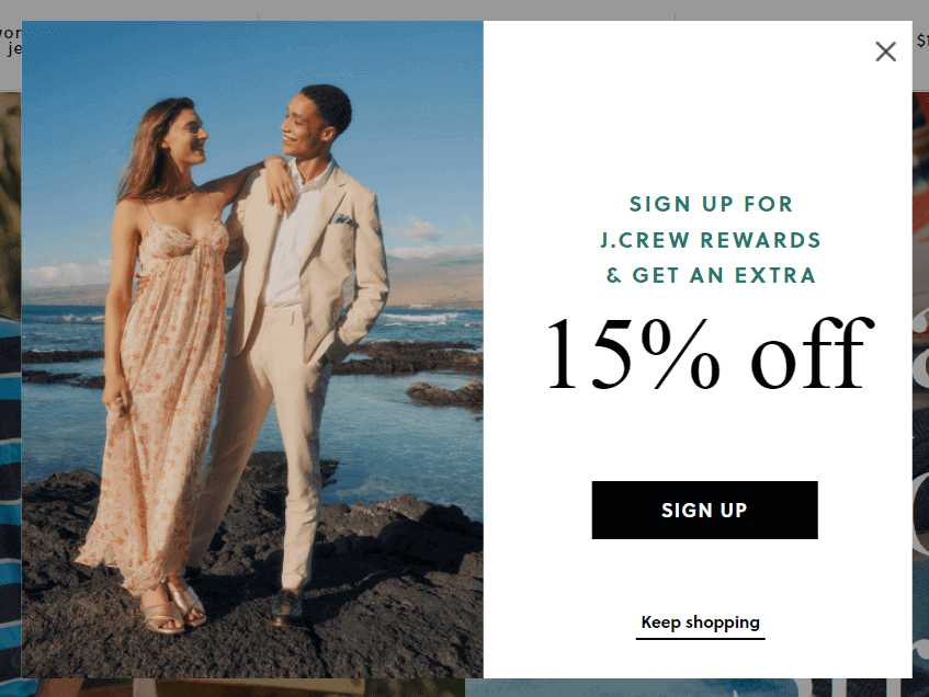 Exit-Intent Example: J Crew