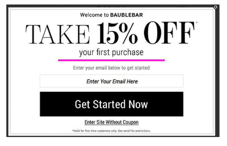 Baublebar: Exit Intent Popup Example