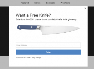 Misen aces: Exit Popup Giveaway Example