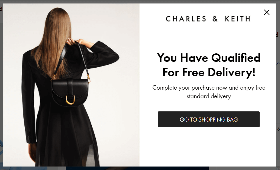 Charles & Keith: Exit Intent Popup Example