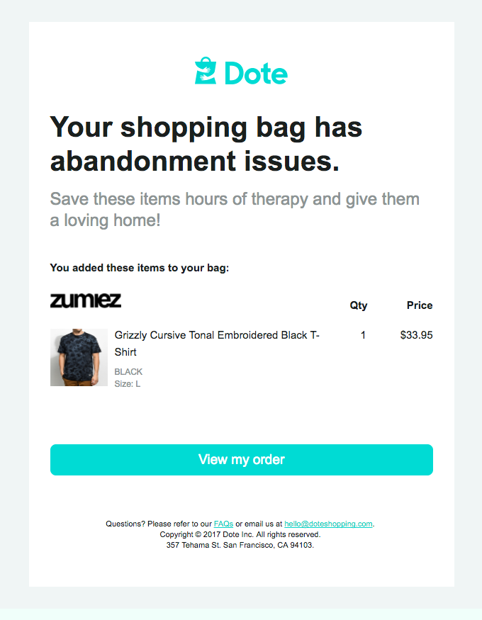 Eleventh Abandoned Cart Email Examples to Win Customers