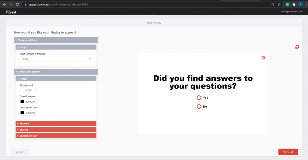Edit the survey design