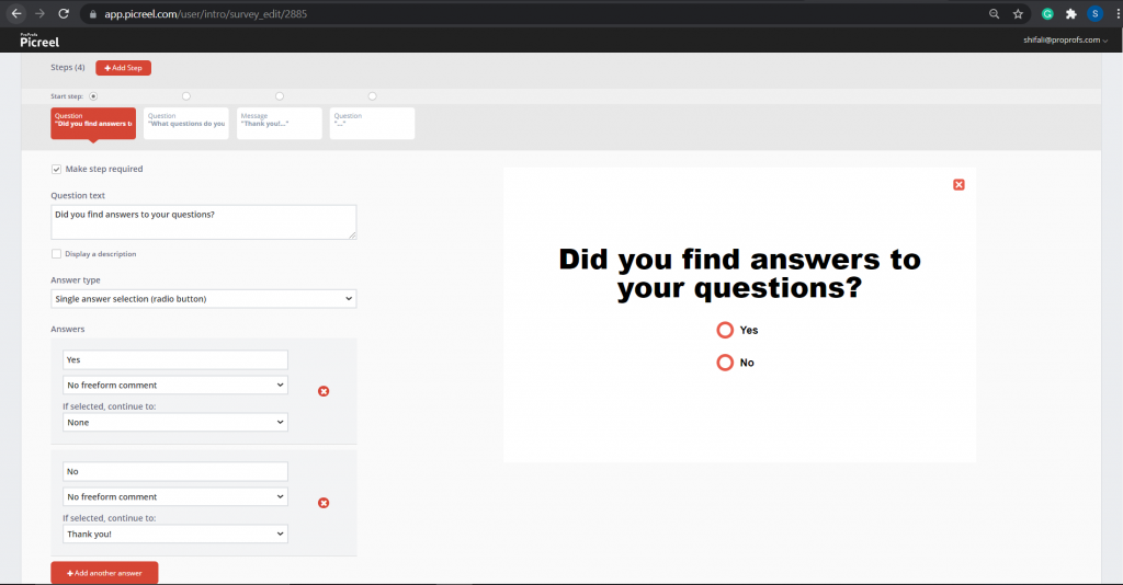 Edit the survey question