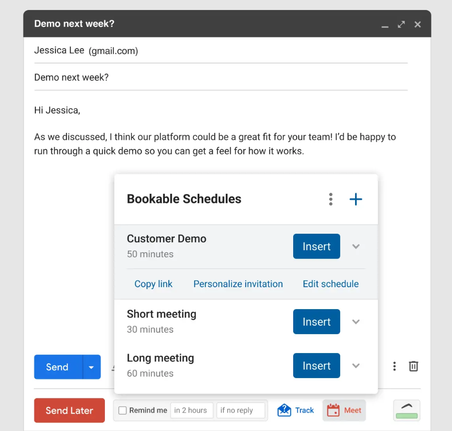 Boomerang for Gmail - One Click Calander Scheduling