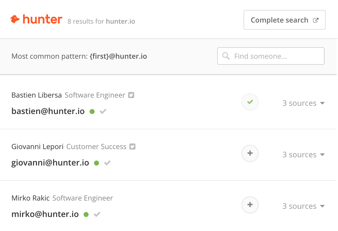 Hunter - Best for Finding Bulk Emails