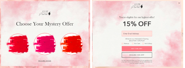 eCommerce Popup Examples 100% Pure