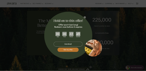 eCommerce Popup Examples Awara Sleep