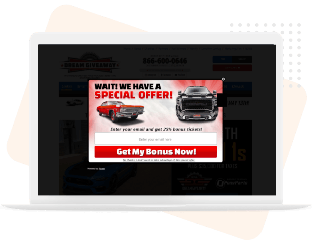 Lead Capture Popup Examples Dream Giveaway