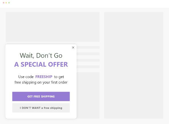 Free Shipping Deal Shopping Deals Popup Examples
