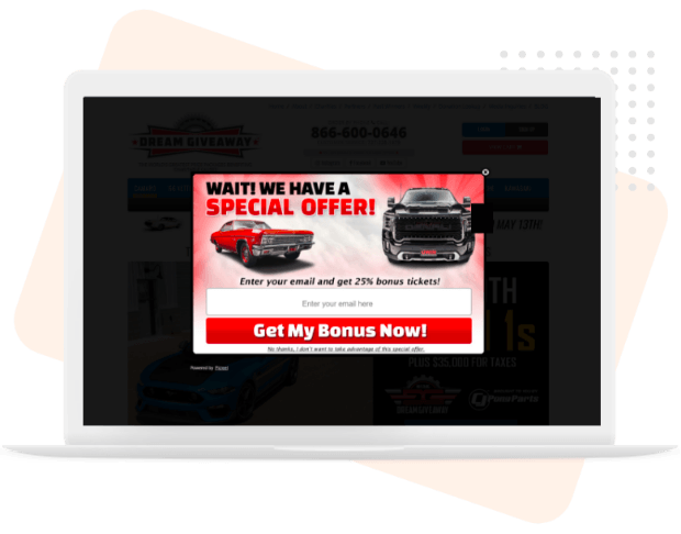 eCommerce Popup Examples Dream Giveaway