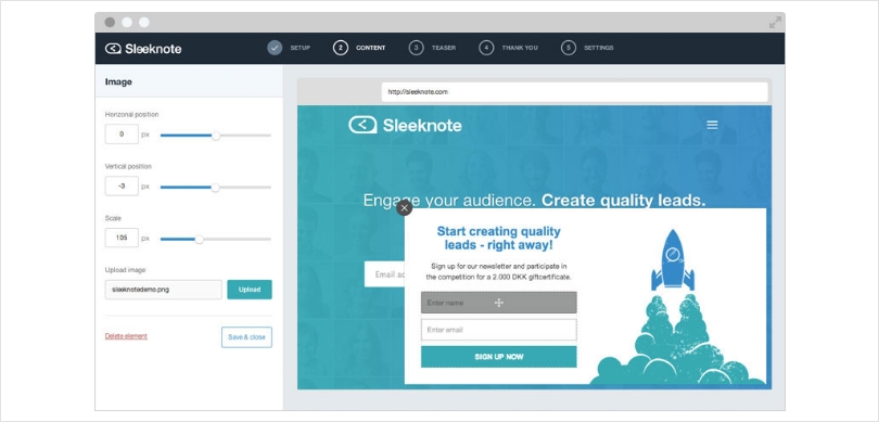 Sleeknote - Best for getting more leads with customizable popups
