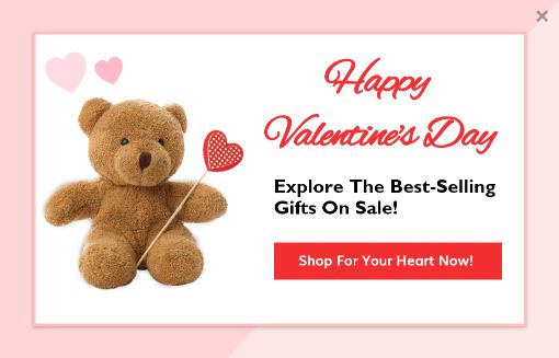 Display Heart-shaped Valentine Sales Popup