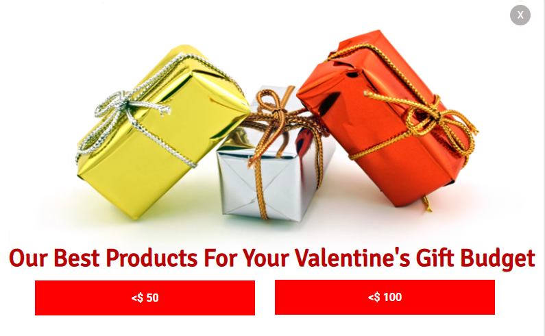 Site-Wide Valentine&rsquo;s Promotion Bar