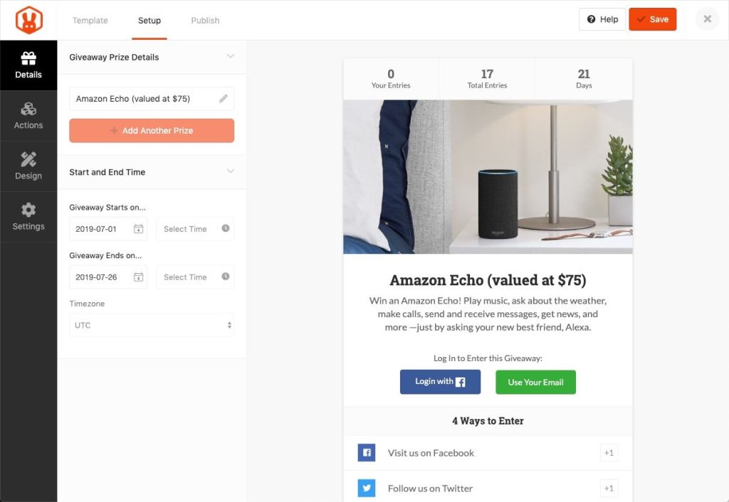 Rafflepress. Dashboard
