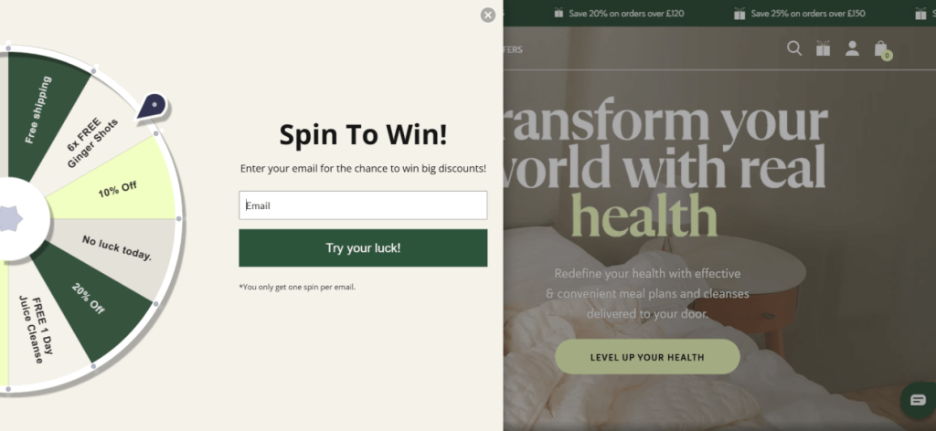 Press Gamified Email Popup Example