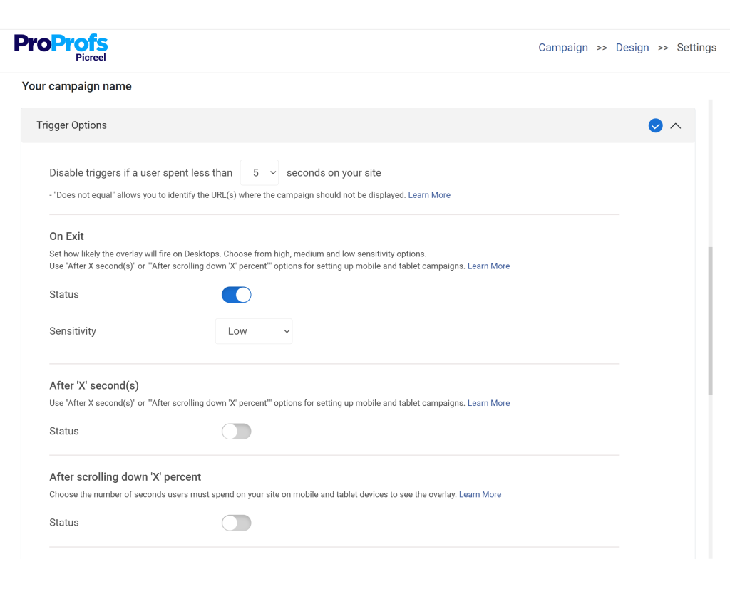 Email Popup Campign Targeting