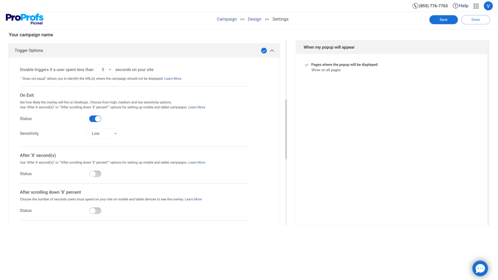 Campaign Popup Targeting