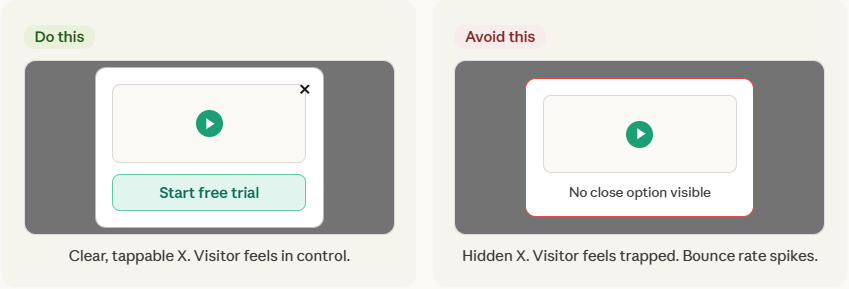 Always Include a Clear and Visible Close Button