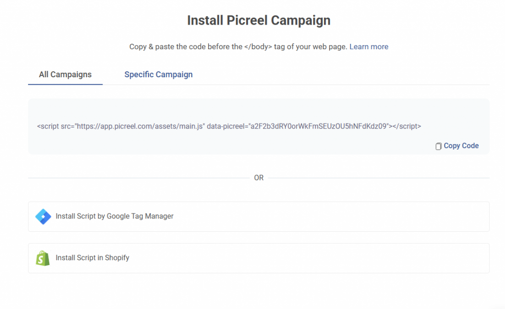 PIC_Exit_Intent_Campaign_Installation