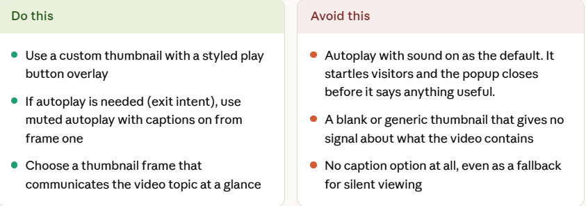 Use a Thumbnail With a Play Button, Not Autoplay