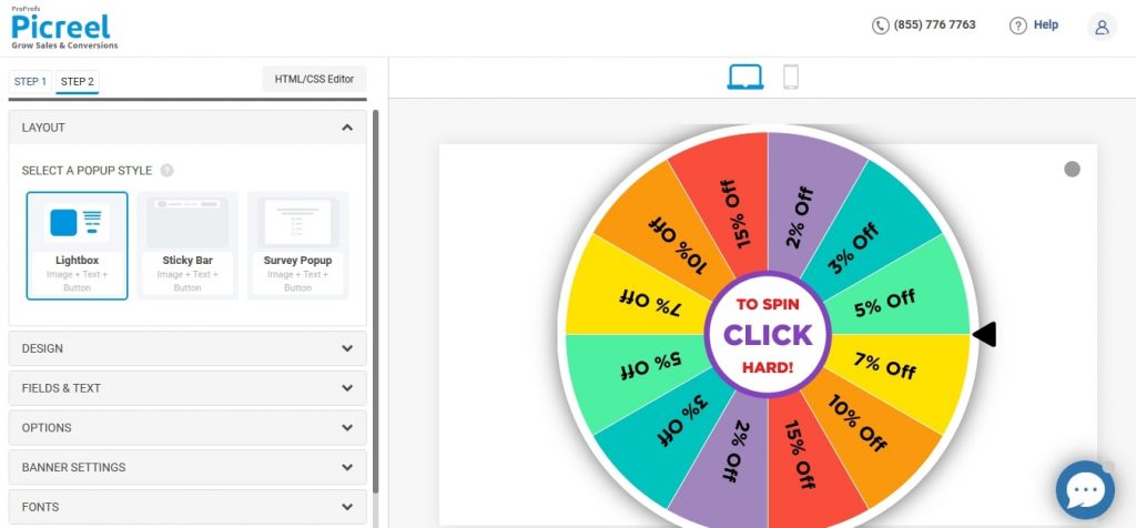 customize your wheel popup