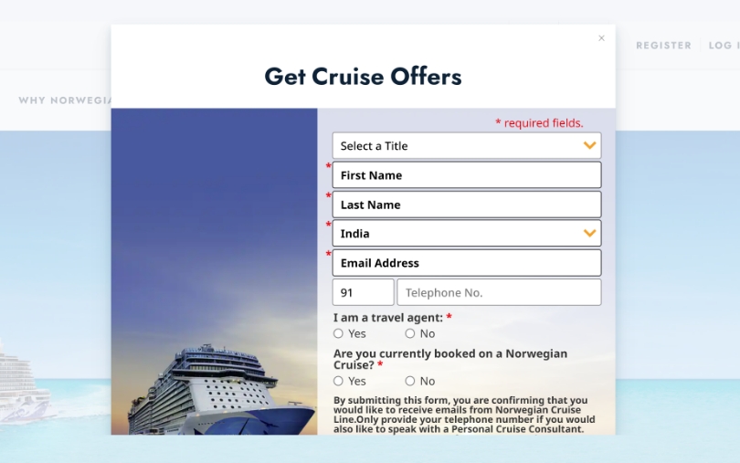 Offers Popup- Norwegian Cruise Line