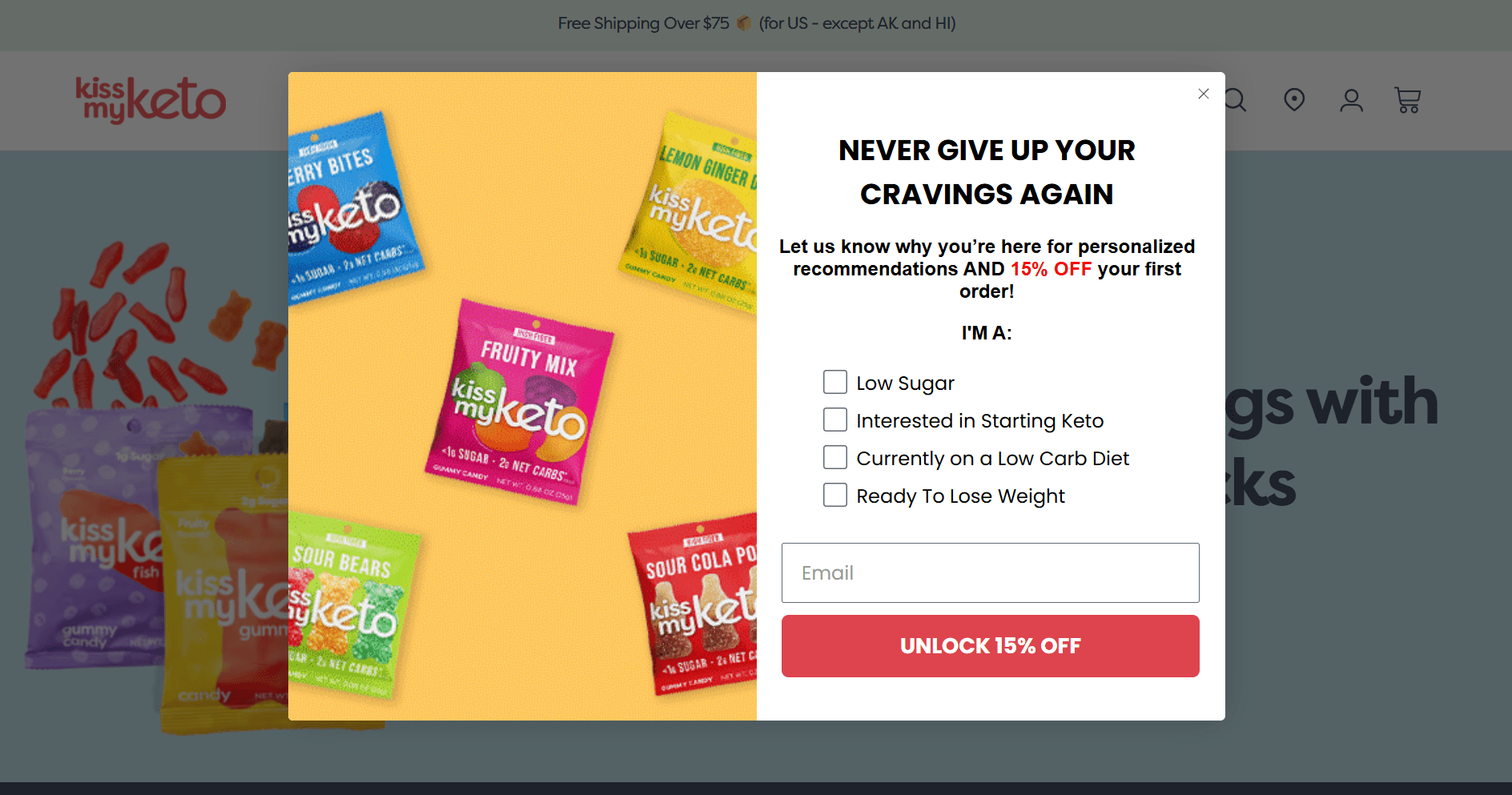 KissMyKeto Signup Popup