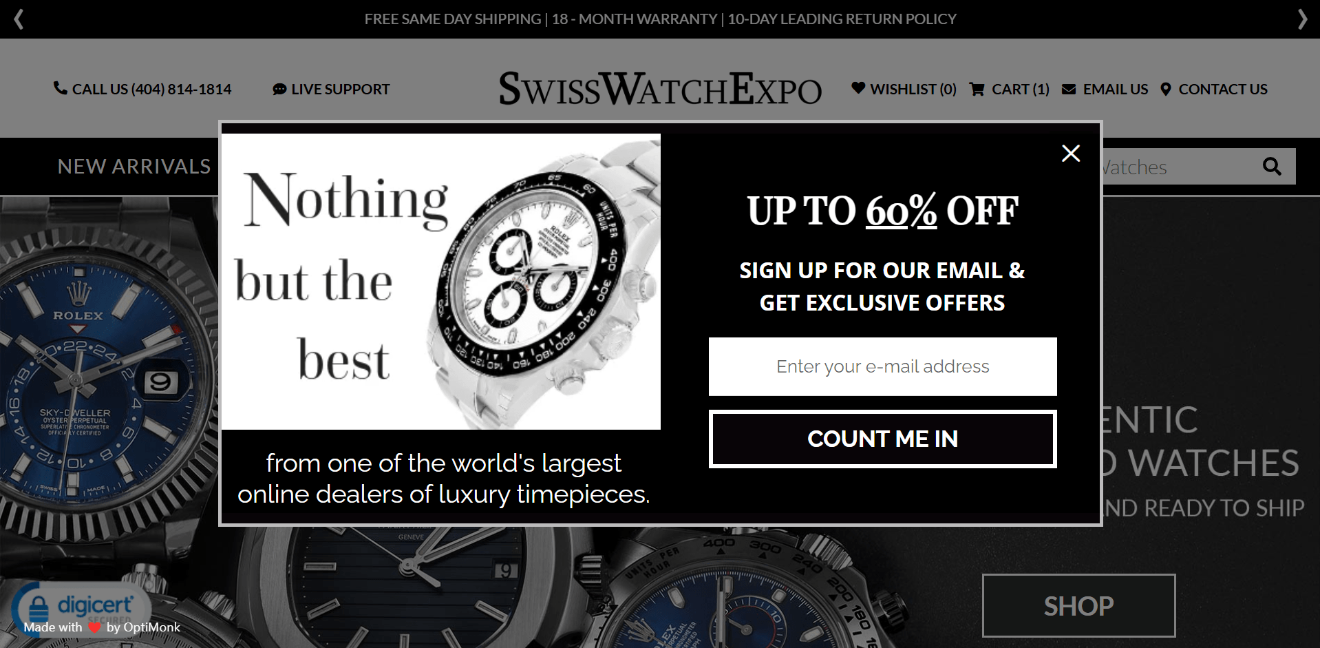 SwissWatchExpo Email Signup Example