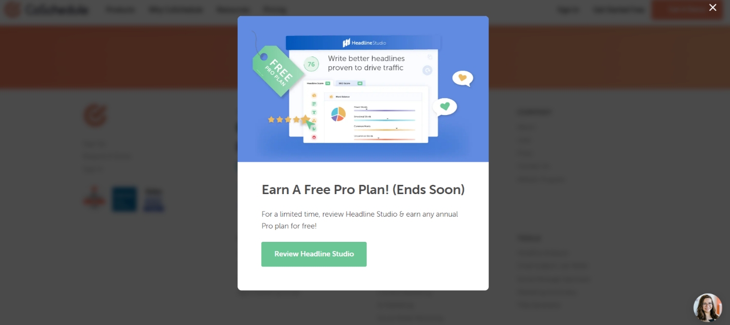 Coschedule’s Limited Time Popup Overlay