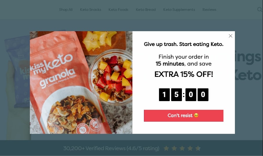 Kiss My Keto's Limited-Time Offer Popup