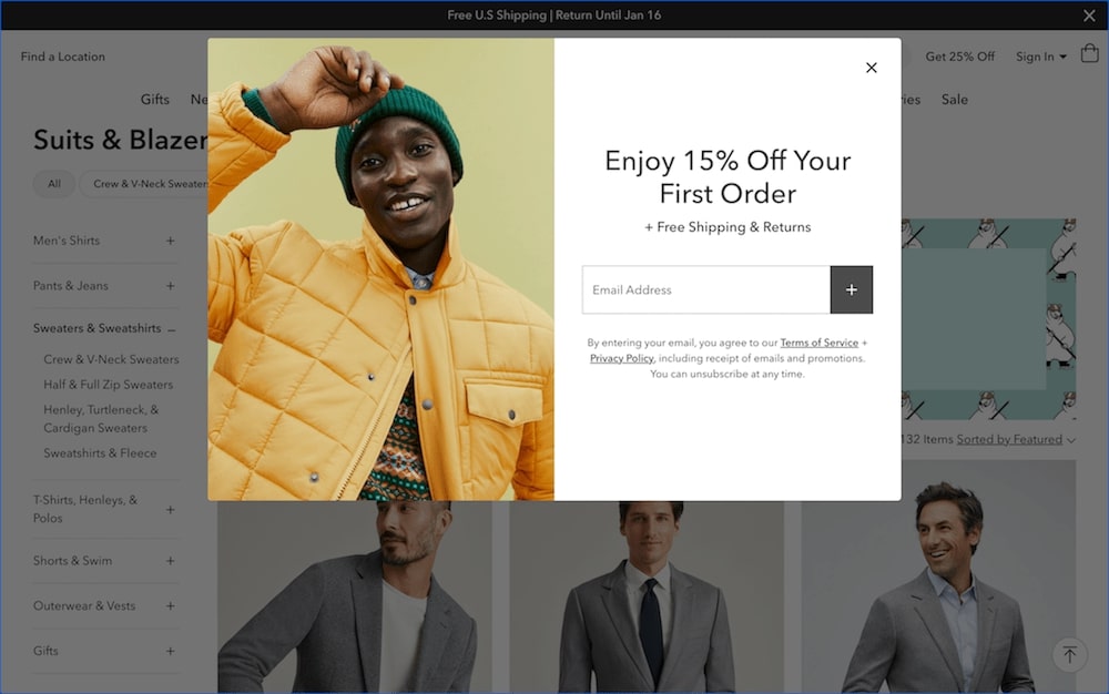 Bonobos' Discount Popup