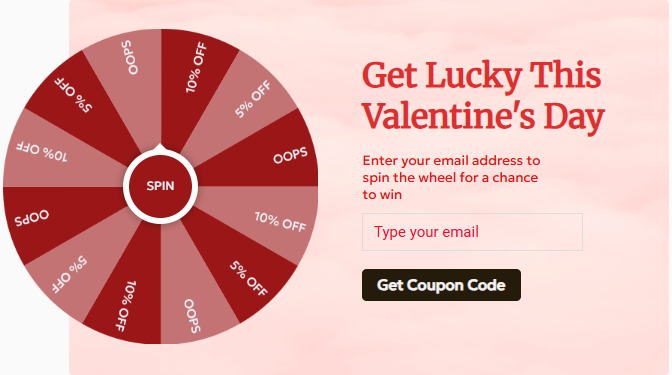 spin the wheel popup