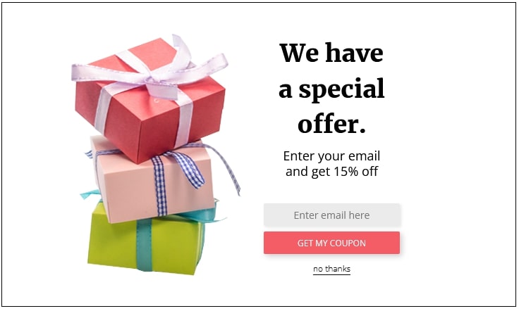 Coupon code popups