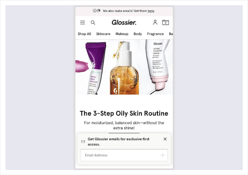 Email Marketing Popups- Glossier