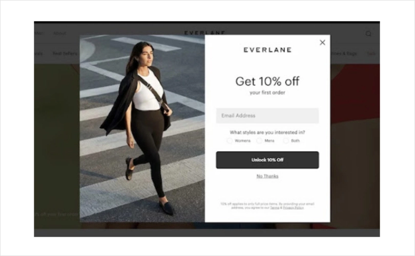 Email Signup Popup - Everlane