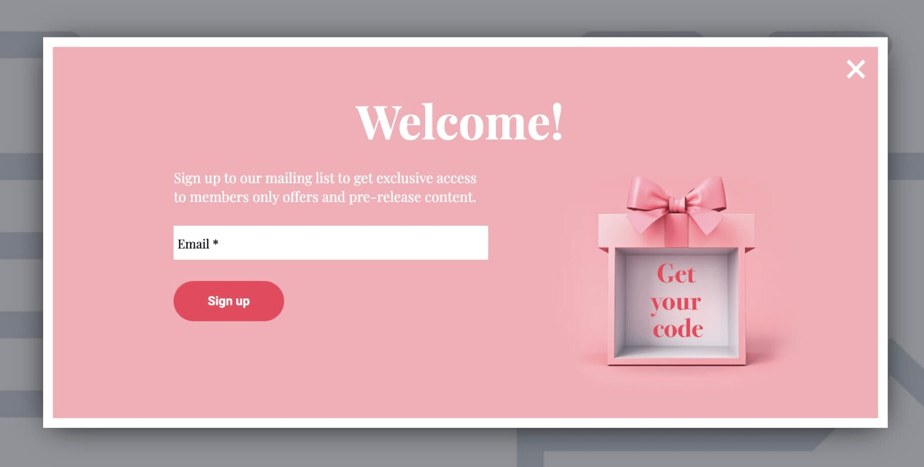 Welcome popups