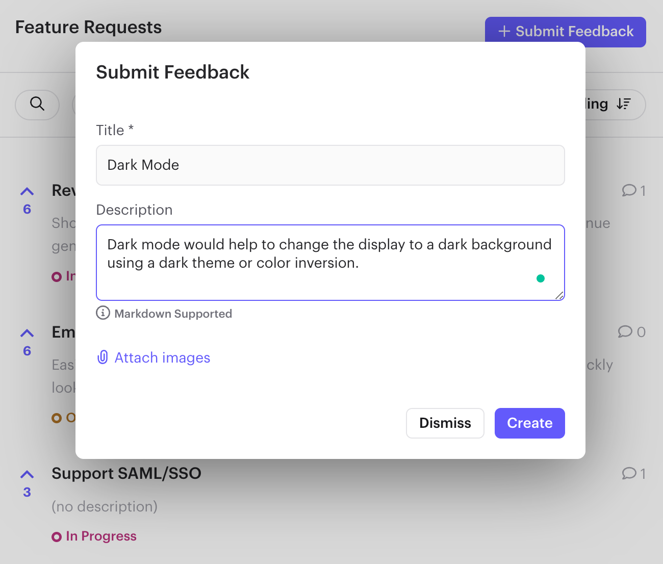 Feedback popups