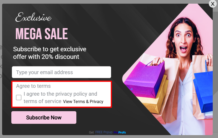 GDPR regulation for exit intent popup for mobile