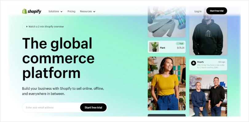 Shopify's Landing Page