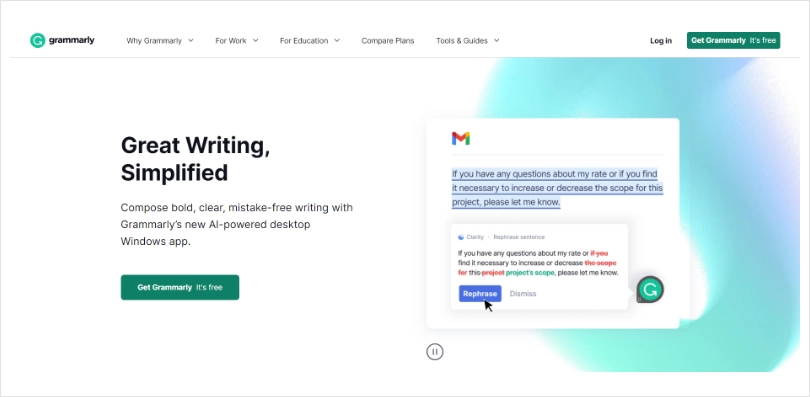 Grammarly's Landing Page