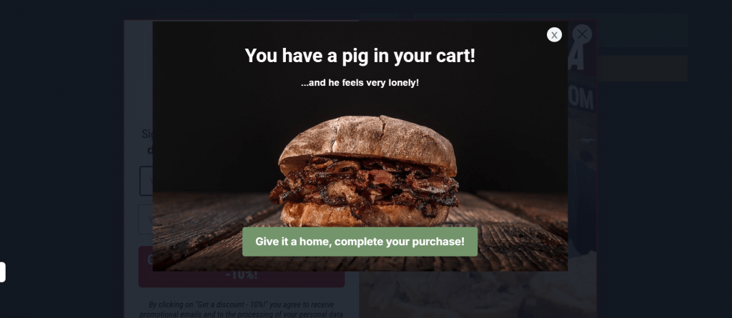 Porcobrado exit intent popup on mobile