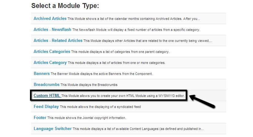 Select a Module Type