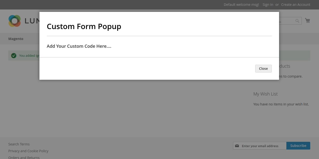 Custom Form Popup