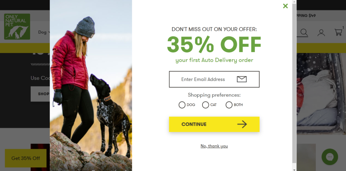 Newsletter Signup Examples Only Natural Pet