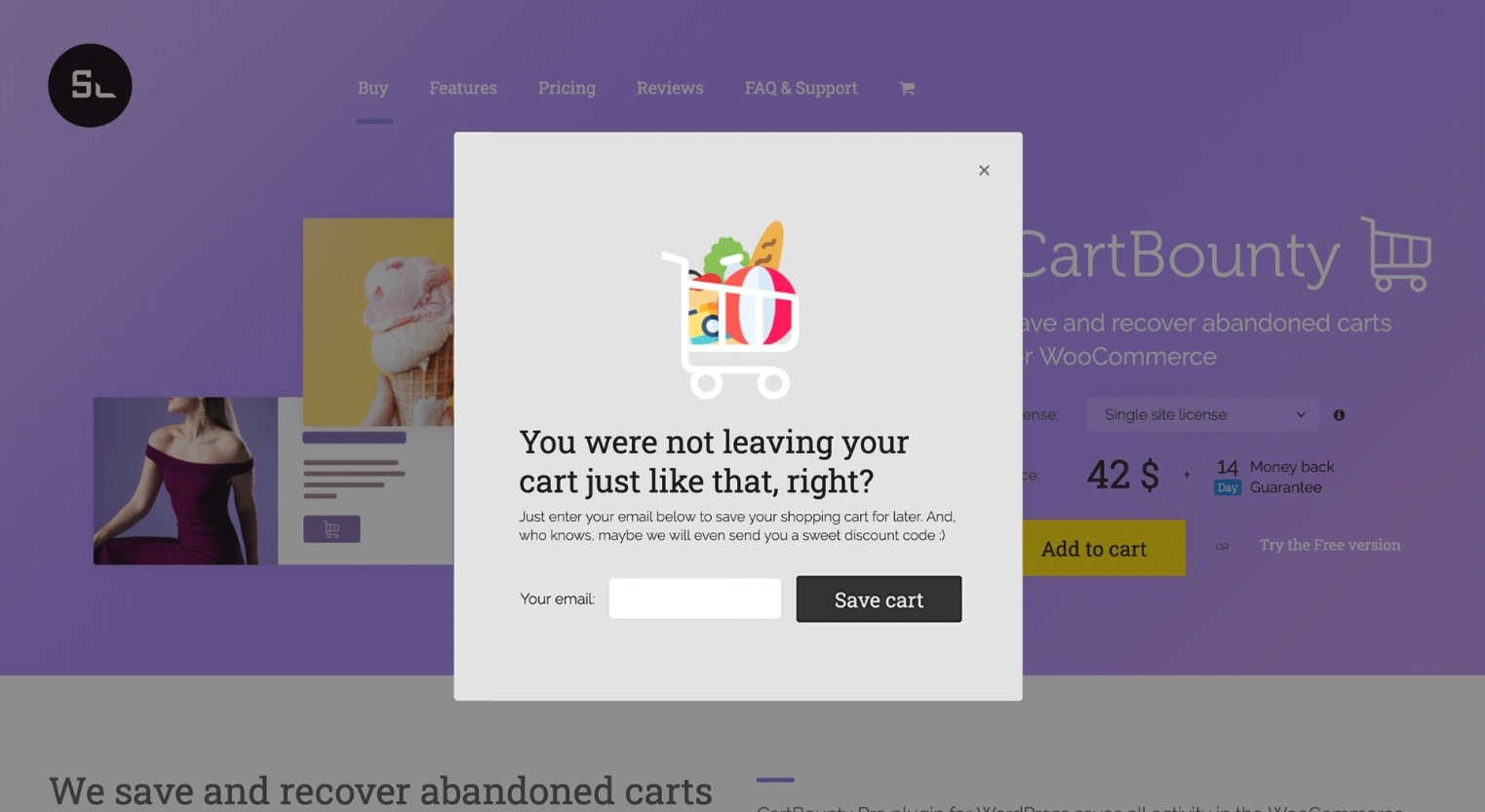 Reason for Abandoned Cart Popup