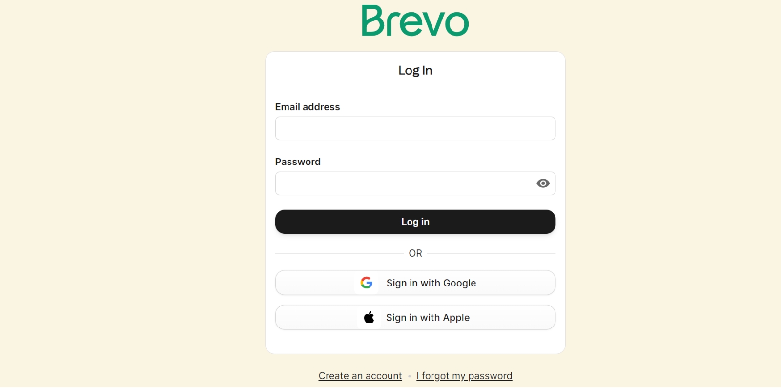 Brevo website and log in