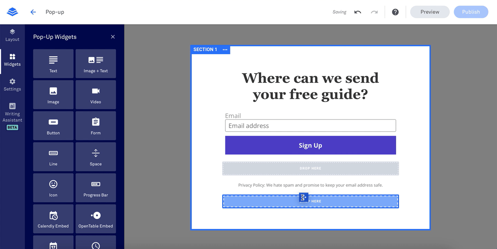 Customize popup