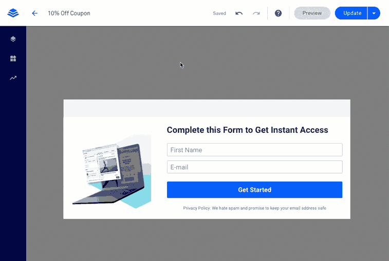 widgets to your popup