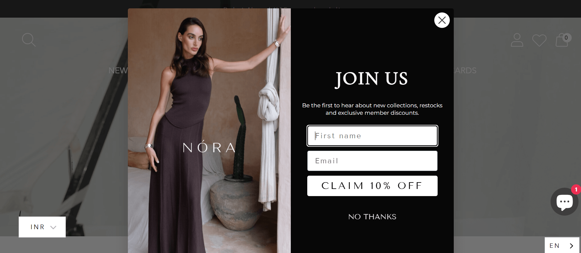 Nora email signup popup example