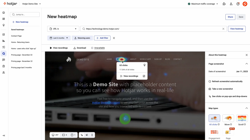 Analyze user behavior with heatmaps